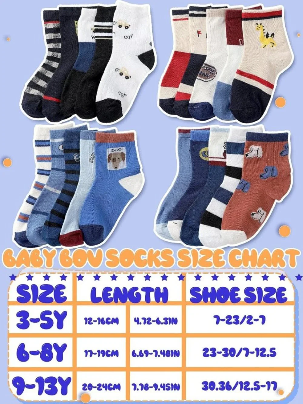20/40 Pairs Cartoon Toddler Socks - Fun Car & Dinosaur Patterns for Boys